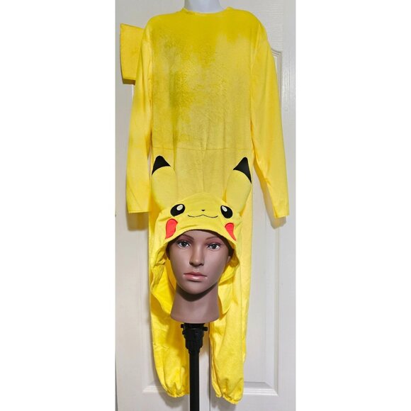 Pokémon Pikachu Costume Face Hat Plush Jumpsuit Tail Halloween Disguise Kids 4-6 - Picture 1 of 8